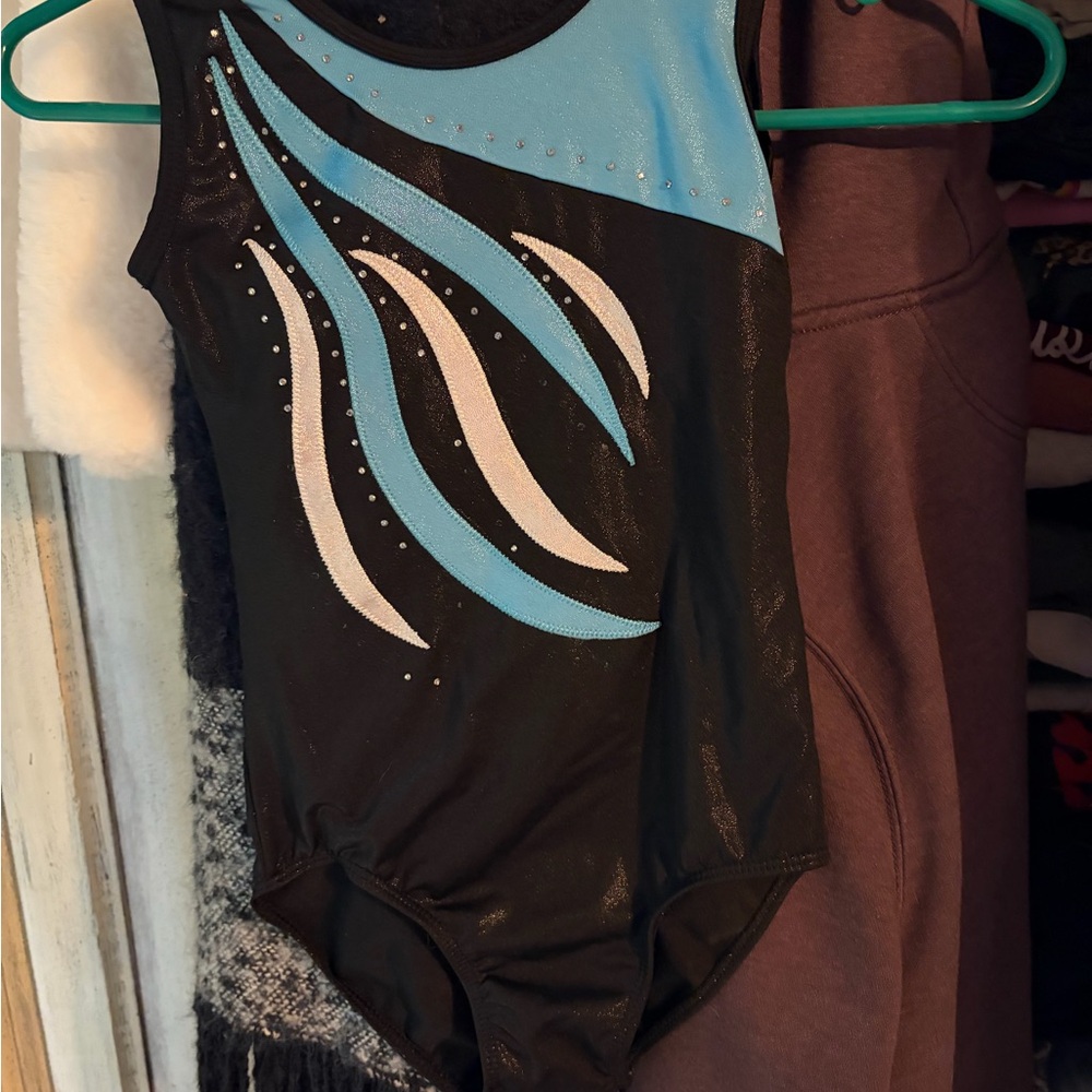 Black and Blue Gymnastics Leotard